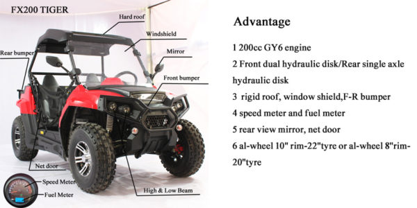 Fangpower Fx200 Tiger 200cc Chinese 2x4 Direct Factory 200cc Side By Side Utv