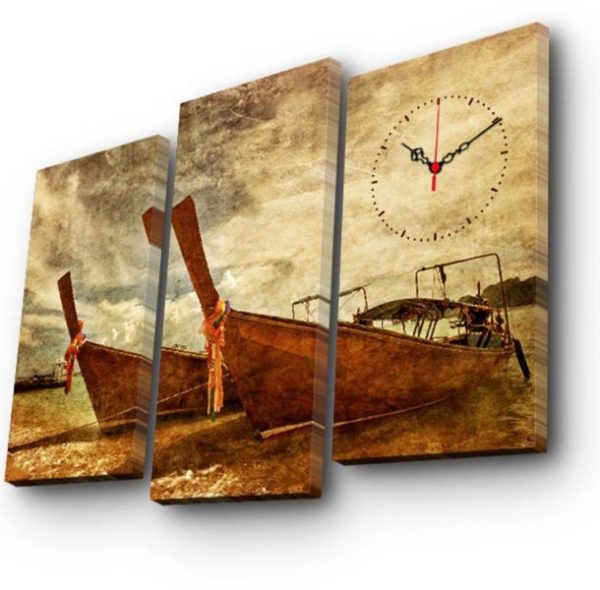 Clock Art Decorative Canvas Wall Clock (3 Pieces) – Multi Color – Clock Art 228cla2654 Decorative Canvas Wall Clock (3 Pieces), Multi Color