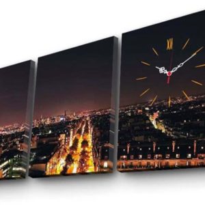 Clock Art Decorative Canvas Wall Clock (3 Pieces) – Multi Color – Clock Art 228cla3615 Decorative Canvas Wall Clock (3 Pieces), Multi Color