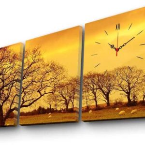 Clock Art Decorative Canvas Wall Clock (3 Pieces) – Multi Color – Clock Art 228cla3620 Decorative Canvas Wall Clock (3 Pieces), Multi Color