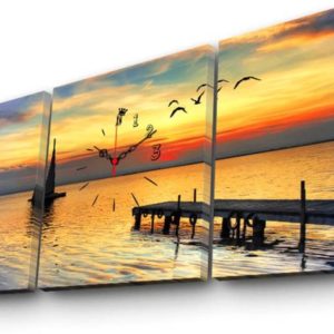 Clock Art Decorative Canvas Wall Clock (3 Pieces) – Multi Color – Clock Art 228cla3621 Decorative Canvas Wall Clock (3 Pieces), Multi Color