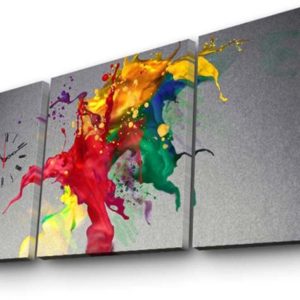 Clock Art Decorative Canvas Wall Clock (3 Pieces) – Multi Color – Clock Art 228cla3628 Decorative Canvas Wall Clock (3 Pieces), Multi Color