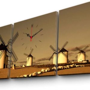 Clock Art Decorative Canvas Wall Clock (3 Pieces) – Multi Color – Clock Art 228cla3640 Decorative Canvas Wall Clock (3 Pieces), Multi Color