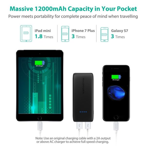Ravpower Portable Charger Ravpower  3-usb Ports Power Bank – Ravpower 12000mah