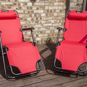 2 In 1 Outdoor Foldable Garden Sun Loungers / Reclining/camping Chairs