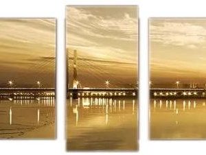 5 Pieces Set Wall Clock Picture Clock Wall Art Canvas Print – 5 Pieces Set Sunset Bridge Wall Clock Picture Clock Wall Art Canvas Print