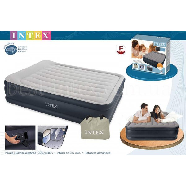 Intex queen deluxe clearance pillow rest raised airbed