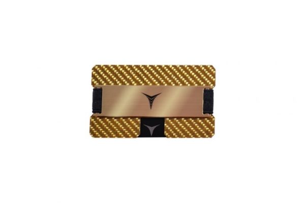 Tech Nuggets – Carbon Fibre Wallet Money Clip And Credit Card Holder – Gold