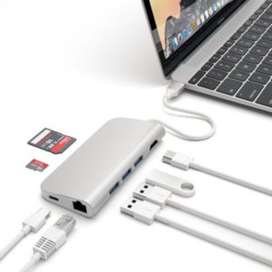 Satechi Aluminum Type-c Usb 3.0 3-in-1 Combo Hub With Usb-c Pass-through Charging