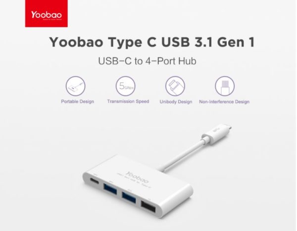 Yoobao Yb-h1c3a/c Ultra Slim 4 Port Usb-c Data Hub