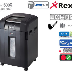 Rexel Auto+ 600x 2103500a Auto Feed 600 Sheet Cross Cut Shredder