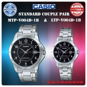 Casio  – Mtpltp-v004d-1b Couples Black Dial Stainless Steel Band Couple Watch