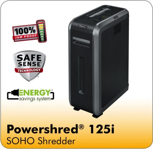 Fellowes® Powershred® 125i 100% Jam Proof Strip-cut Shredder